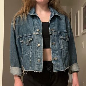 Cropped union blue denim jacket